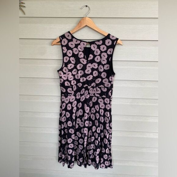 LOFT soft fit & flare dress sz small A line black neutral tones EUC rayon tencel - Picture 13 of 13